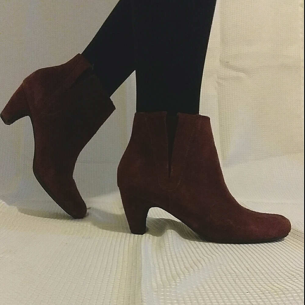 Maroon Suede Ankle Boots